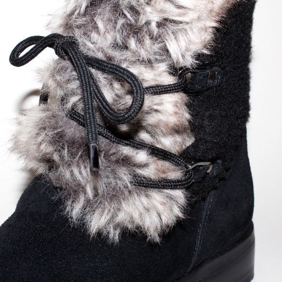 Talbots Tish Faux-Fur Ankle Boots in Black - Picture 5 of 15
